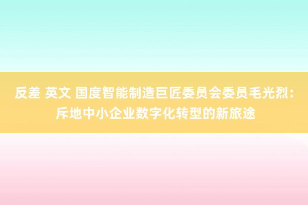 反差 英文 国度智能制造巨匠委员会委员毛光烈： 斥地中小企业数字化转型的新旅途