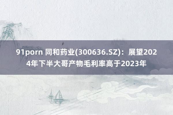 91porn 同和药业(300636.SZ)：展望2024年下半大哥产物毛利率高于2023年