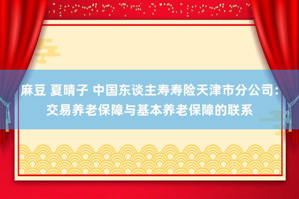 麻豆 夏晴子 中国东谈主寿寿险天津市分公司：交易养老保障与基本养老保障的联系