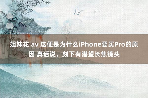 姐妹花 av 这便是为什么iPhone要买Pro的原因 真话说，刻下有潜望长焦镜头