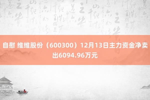 自慰 维维股份（600300）12月13日主力资金净卖出6094.96万元