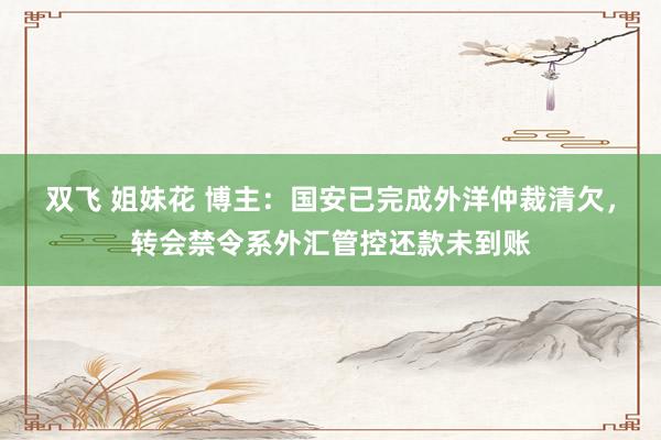 双飞 姐妹花 博主：国安已完成外洋仲裁清欠，转会禁令系外汇管控还款未到账