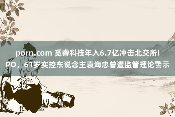 porn.com 觅睿科技年入6.7亿冲击北交所IPO，61岁实控东说念主袁海忠曾遭监管理论警示