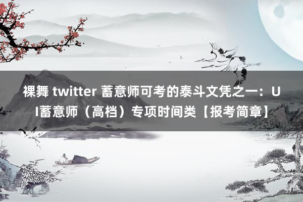 裸舞 twitter 蓄意师可考的泰斗文凭之一：UI蓄意师（高档）专项时间类【报考简章】