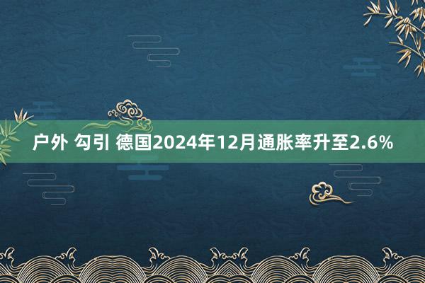 户外 勾引 德国2024年12月通胀率升至2.6%