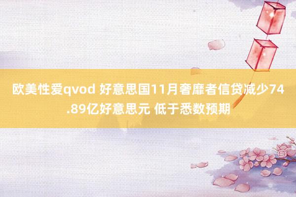 欧美性爱qvod 好意思国11月奢靡者信贷减少74.89亿好意思元 低于悉数预期