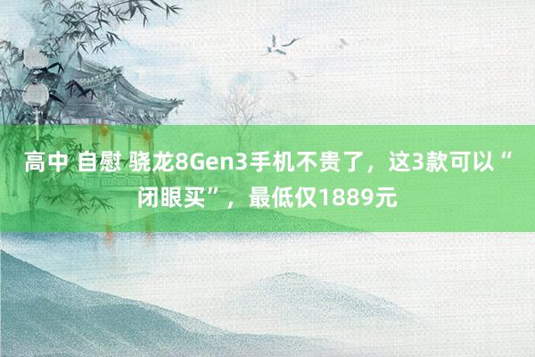 高中 自慰 骁龙8Gen3手机不贵了，这3款可以“闭眼买”，最低仅1889元