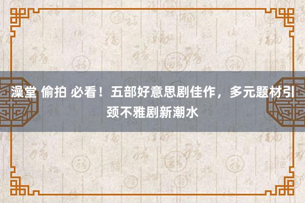 澡堂 偷拍 必看！五部好意思剧佳作，多元题材引颈不雅剧新潮水