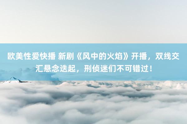 欧美性爱快播 新剧《风中的火焰》开播，双线交汇悬念迭起，刑侦迷们不可错过！