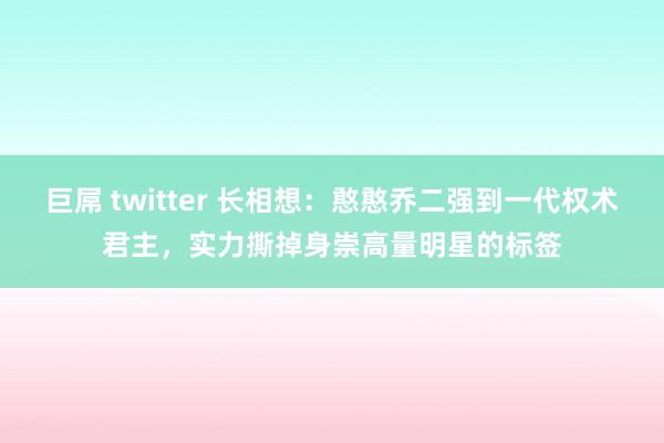 巨屌 twitter 长相想：憨憨乔二强到一代权术君主，实力撕掉身崇高量明星的标签