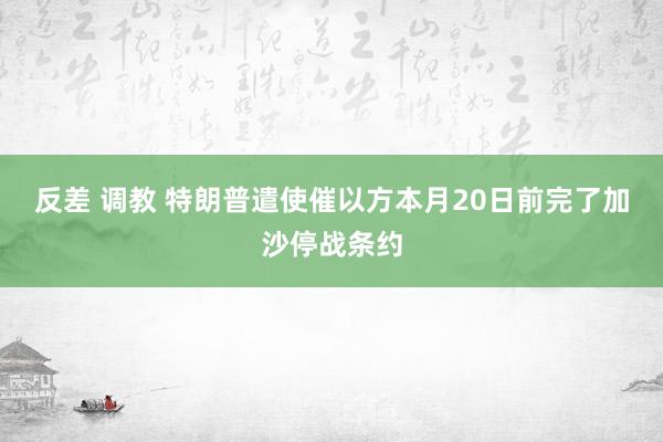 反差 调教 特朗普遣使催以方本月20日前完了加沙停战条约