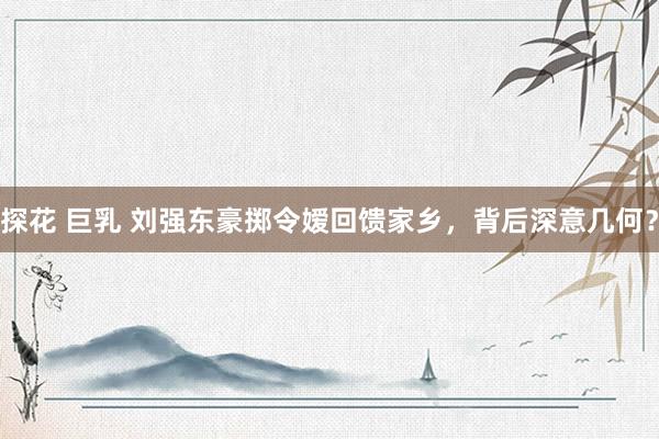 探花 巨乳 刘强东豪掷令嫒回馈家乡，背后深意几何？