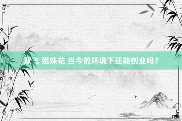 双飞 姐妹花 当今的环境下还能创业吗？