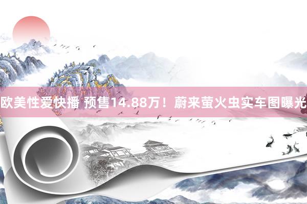 欧美性爱快播 预售14.88万！蔚来萤火虫实车图曝光