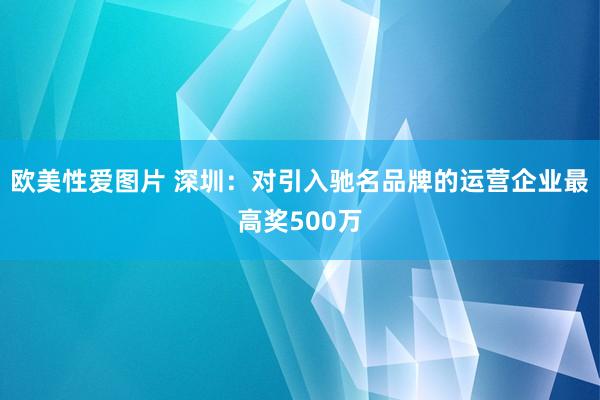 欧美性爱图片 深圳：对引入驰名品牌的运营企业最高奖500万