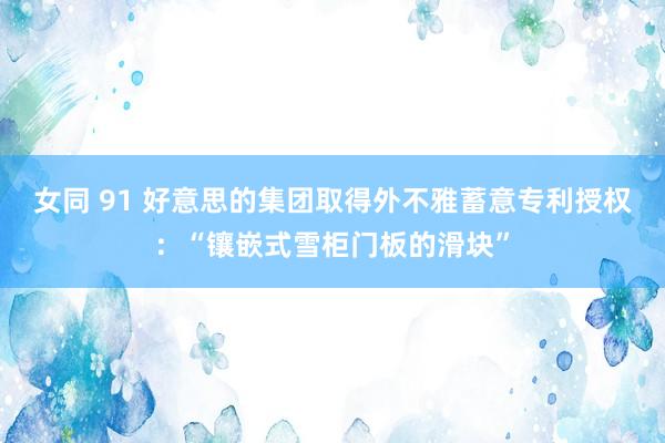 女同 91 好意思的集团取得外不雅蓄意专利授权：“镶嵌式雪柜门板的滑块”