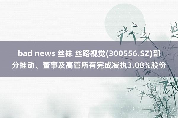 bad news 丝袜 丝路视觉(300556.SZ)部分推动、董事及高管所有完成减执3.08%股份