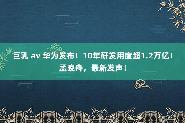 巨乳 av 华为发布！10年研发用度超1.2万亿！孟晚舟，最新发声！