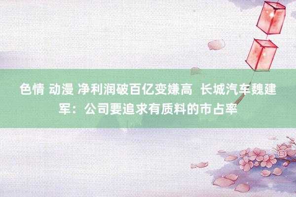 色情 动漫 净利润破百亿变嫌高  长城汽车魏建军：公司要追求有质料的市占率