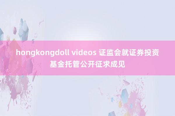 hongkongdoll videos 证监会就证券投资基金托管公开征求成见