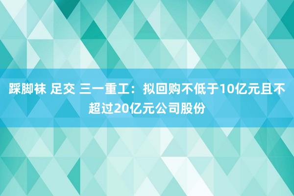 踩脚袜 足交 三一重工：拟回购不低于10亿元且不超过20亿元公司股份