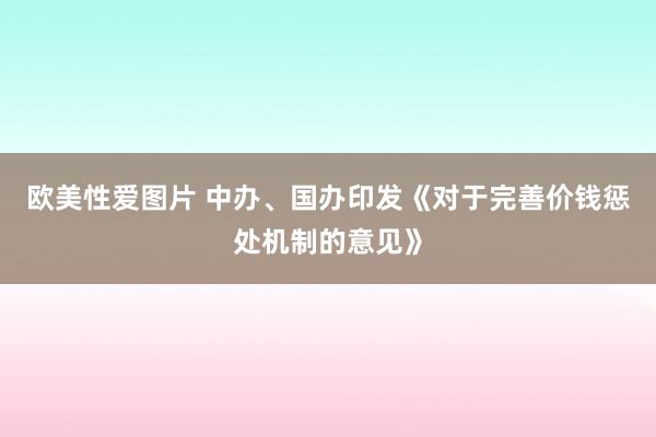 欧美性爱图片 中办、国办印发《对于完善价钱惩处机制的意见》