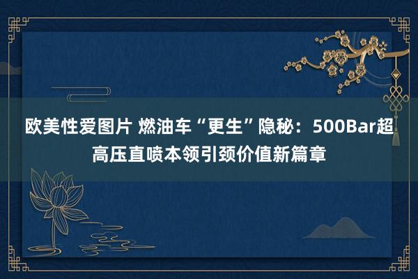 欧美性爱图片 燃油车“更生”隐秘：500Bar超高压直喷本领引颈价值新篇章