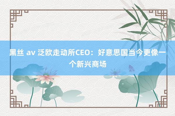 黑丝 av 泛欧走动所CEO：好意思国当今更像一个新兴商场