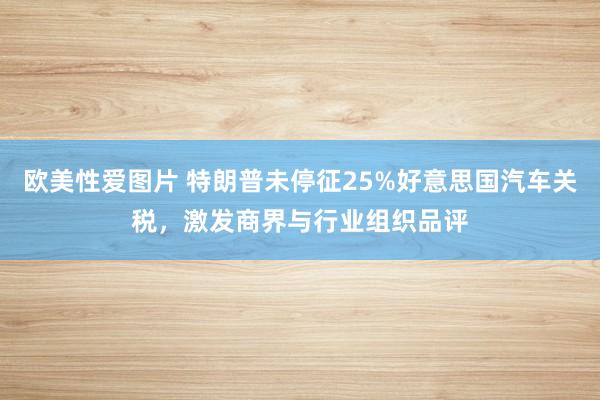 欧美性爱图片 特朗普未停征25%好意思国汽车关税，激发商界与行业组织品评