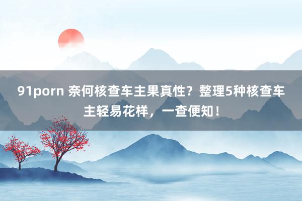 91porn 奈何核查车主果真性？整理5种核查车主轻易花样，一查便知！