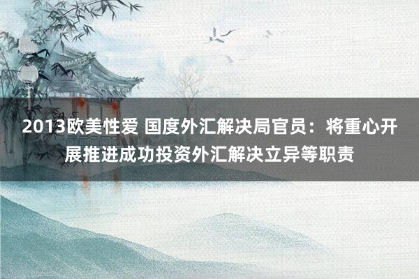 2013欧美性爱 国度外汇解决局官员：将重心开展推进成功投资外汇解决立异等职责