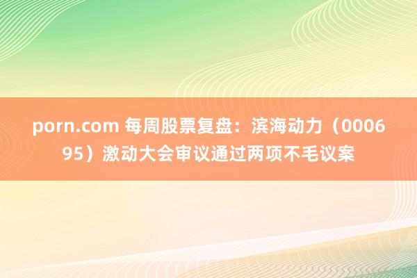 porn.com 每周股票复盘：滨海动力（000695）激动大会审议通过两项不毛议案