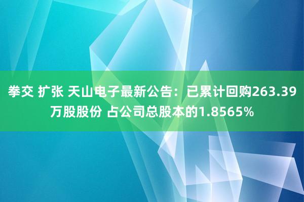 拳交 扩张 天山电子最新公告：已累计回购263.39万股股份 占公司总股本的1.8565%