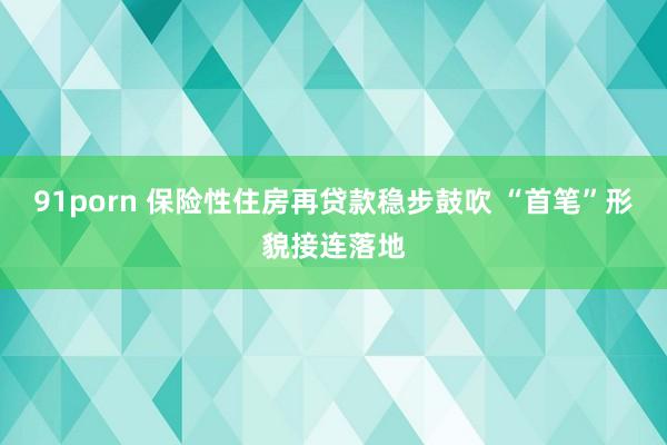 91porn 保险性住房再贷款稳步鼓吹 “首笔”形貌接连落地