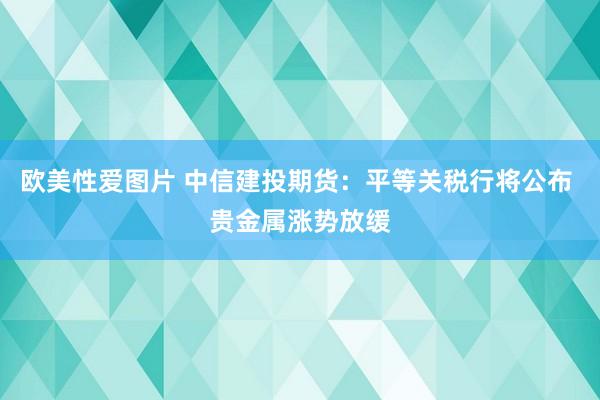 欧美性爱图片 中信建投期货：平等关税行将公布 贵金属涨势放缓