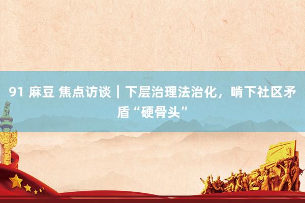 91 麻豆 焦点访谈｜下层治理法治化，啃下社区矛盾“硬骨头”
