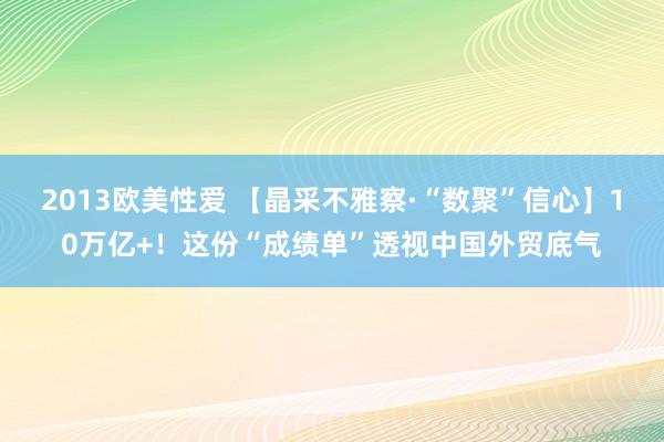 2013欧美性爱 【晶采不雅察·“数聚”信心】10万亿+！这份“成绩单”透视中国外贸底气