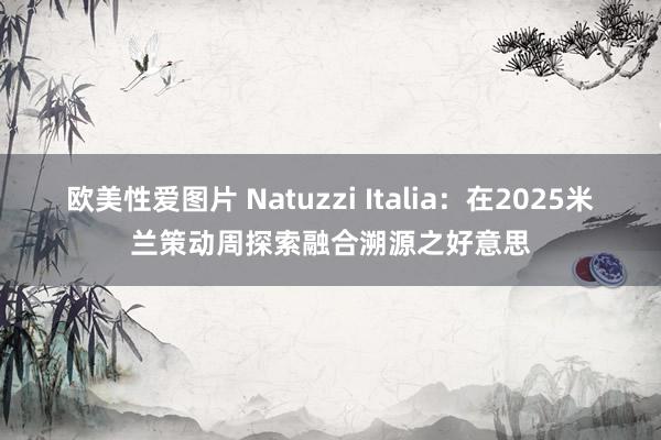 欧美性爱图片 Natuzzi Italia：在2025米兰策动周探索融合溯源之好意思