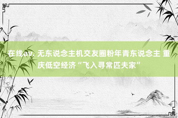 在线av. 无东说念主机交友圈粉年青东说念主 重庆低空经济“飞入寻常匹夫家”