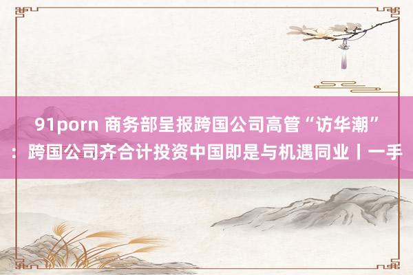 91porn 商务部呈报跨国公司高管“访华潮”：跨国公司齐合计投资中国即是与机遇同业丨一手